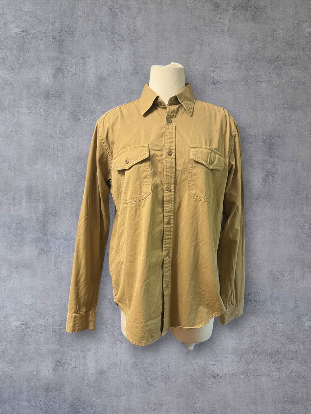 Vintage 2002 Fall 2000s y2k Khaki Gap Sz M Long Sleeve Button Up